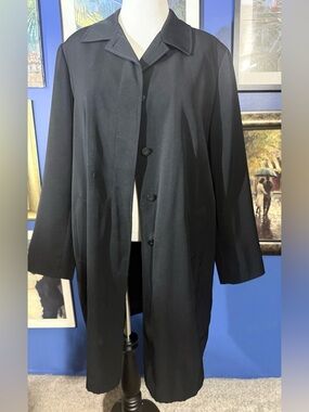 London Fog Black Coat with Silver Paisley Lining
